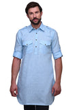 Chokore Light Blue Solid Straight Kurta