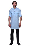 Chokore Light Blue Solid Straight Kurta