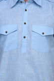 Chokore Light Blue Solid Straight Kurta
