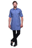 Chokore Cobalt Blue Solid Straight Kurta