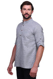 Chokore Light Grey Slim Fit Casual Short Kurta