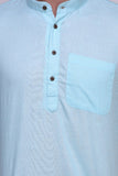 Chokore Light Blue Slim Fit Casual Short Kurta