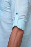 Chokore Light Blue Slim Fit Casual Short Kurta