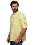 Chokore Yellow Slim Fit Casual Short Kurta