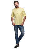 Chokore Yellow Slim Fit Casual Short Kurta