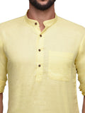 Chokore Yellow Slim Fit Casual Short Kurta