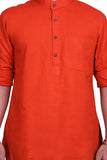 Chokore Red Slim Fit Casual Short Kurta