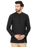 Chokore Black Cotton Casual Short Kurta