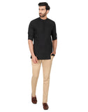 Chokore Black Cotton Casual Short Kurta