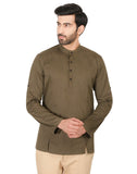 Chokore Mehandi Green Cotton Casual Short Kurta