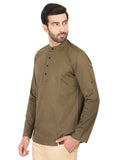 Chokore Mehandi Green Cotton Casual Short Kurta