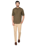 Chokore Mehandi Green Cotton Casual Short Kurta