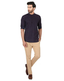 Chokore Printed Navy Blue Casual Short Kurta