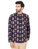 Chokore Navy blue Casual Short Kurta, with an Umbrella Print