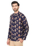 Chokore Navy blue Casual Short Kurta, with an Umbrella Print