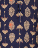 Chokore Navy blue Casual Short Kurta, with an Umbrella Print