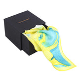 Chokore Sea & Lemon Green Silk Pocket Square - Marble line