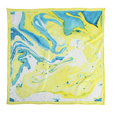 Chokore Sea & Lemon Green Silk Pocket Square - Marble line
