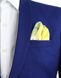 Chokore Sea & Lemon Green Silk Pocket Square - Marble line