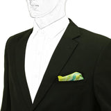 Chokore Sea & Lemon Green Silk Pocket Square - Marble line