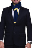 Chokore Two-in-One Men's Classic Plain Yellow and Blue color Woolen Mufflers Cum Scarves Cum Stole For Men And Women