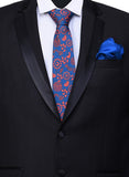 Chokore Red & Blue Silk Tie & Blue color silk Pocket Square set