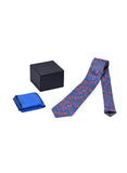 Chokore Red & Blue Silk Tie & Blue color silk Pocket Square set