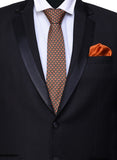 Chokore Grey & Red Silk Tie & Orange color silk pocket square set