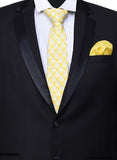 Chokore Lemon & White Silk Tie & Yellow color pocket square set