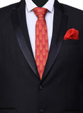 Chokore Red & Orange Silk Tie & Red color silk pocket square set