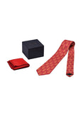 Chokore Red & Orange Silk Tie & Red color silk pocket square set