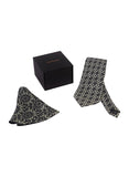 Chokore Black and White Silk Tie - Indian At Heart range & Double-sided Black & White color Silk Pocket Circle set