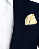 Chokore Off White, Grey and Lemon Pure Silk Pocket Square