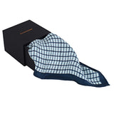 Chokore Shades of Blue Houndstooth Pure Silk Pocket square