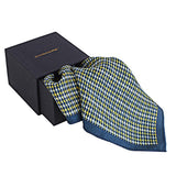 Chokore Blue & Yellow Houndstooth Pure Silk Pocket Square