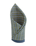 Chokore Blue & Yellow Houndstooth Pure Silk Pocket Square