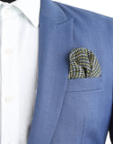 Chokore Blue & Yellow Houndstooth Pure Silk Pocket Square