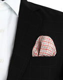 Chokore Red & Grey Houndstooth Silk Pocket Square