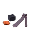 Chokore Navy Blue & Red Silk Tie & Orange color silk pocket square set