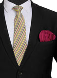 Chokore Multi-color Silk Tie from Plaids line & Plain Pink color Silk Pocket Square set