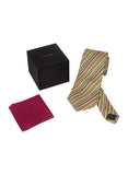 Chokore Multi-color Silk Tie from Plaids line & Plain Pink color Silk Pocket Square set