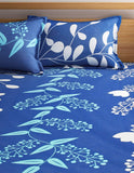 Home Ecstasy 100% Cotton Printed Bedsheet Set 3016 (Blue,Double)