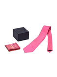 Chokore Fuschia color Silk Tie & Four-in-One Pink & Orange Silk Pocket Square set
