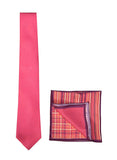 Chokore Fuschia color Silk Tie & Two-in-One Pink & Orange Silk Pocket Square set