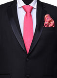 Chokore Fuschia color Silk Tie & Two-in-One Pink & Orange Silk Pocket Square set