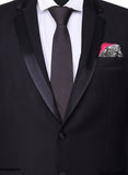 Chokore Black color silk tie & White & Black Silk Pocket Square set