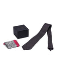 Chokore Black color silk tie & White & Black Silk Pocket Square set