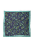 Chokore Dark Sea Green Silk Tie & Indian at Heart design Sea Green and Blue Silk Pocket Square set