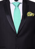 Chokore Dark Sea Green Silk Tie & Light Sea Green Indian Design Pocket Square set