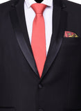 Chokore Marsela color Silk Tie & Red & Light Green Silk Pocket Square set